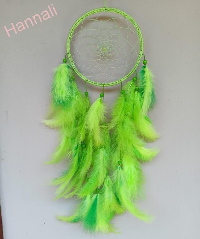 Lapač snů - Ø16 cm - zelený neon s jadeitem