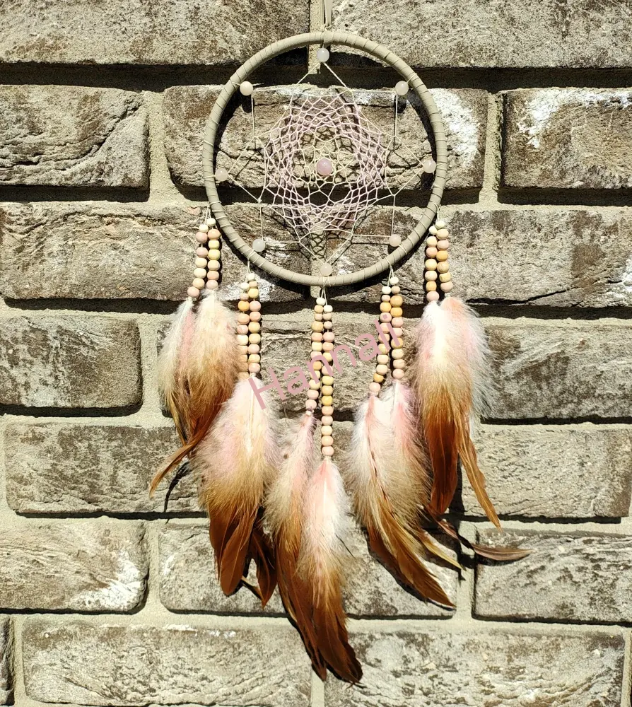 Lapač snů-authentic-16 cm - béžový s růženínem
