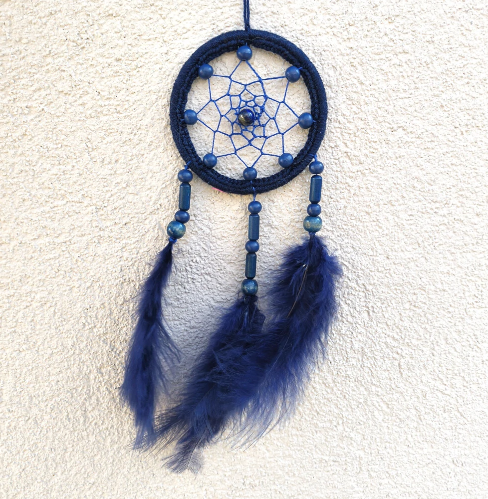 Lapač snů 8 cm - tm.modrá s lapis lazuli